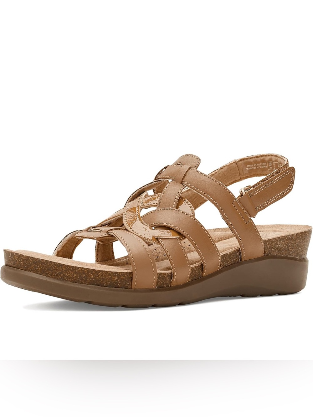 Clarks Collection Calenne Gracie In Tan Combi Strappy Sandal Women’s Size 11W